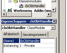 De klasse module een naam geven