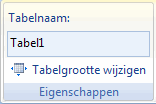 Eigenschappen groep op de tab Ontwerpen van de Hulpmiddelen voor tabellen