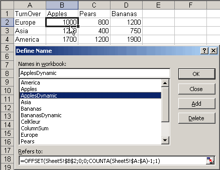 Setting up a dynamic range name