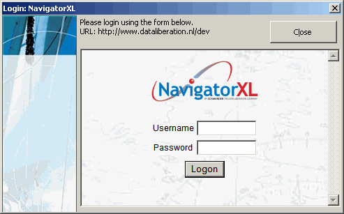 Login screen