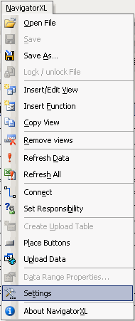 Menu in Excel