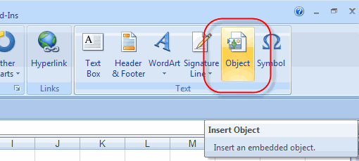 Object knop op het lint