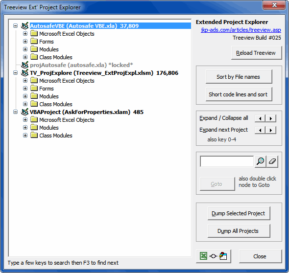 Screenshot of Extended Project Explorer.