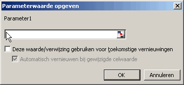 Parameter opgeven voor een webquery