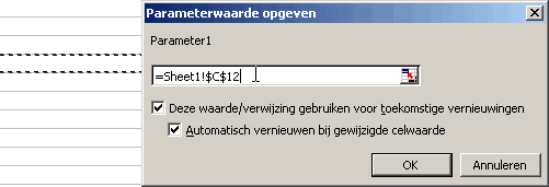 Een parameter koppelen aan een cel