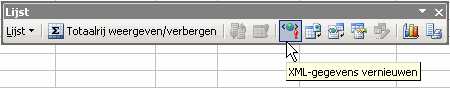 knop XML-gegevens Vernieuwen op de werkbalk Lijst