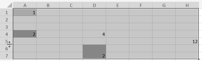 Range of cells with empty cells